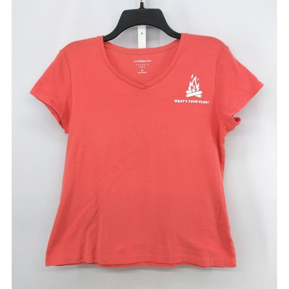 Croft & Barrow Classic T-Shirt Womens Size M Coral Orange Short Sleeve Top
